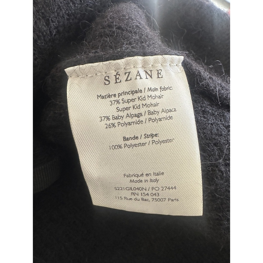 Sezane Gaspard Super Kid Mohair Baby Alpaca Black Cardigan Sweater XXS Luxury - Picture 13 of 16